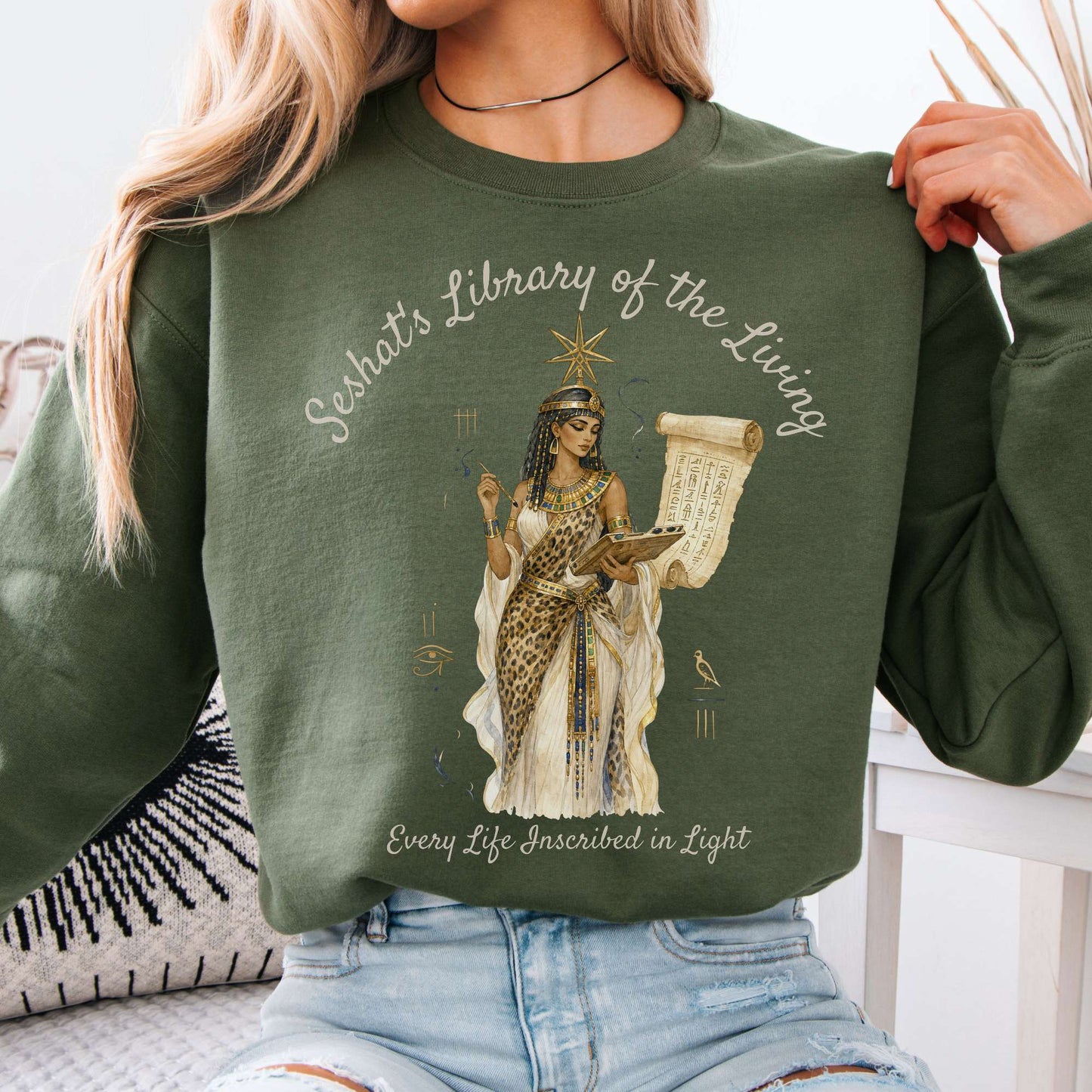 Sweatshirt Military Green / S Design 355 Crewneck Sweatshirt The Mystic Eden