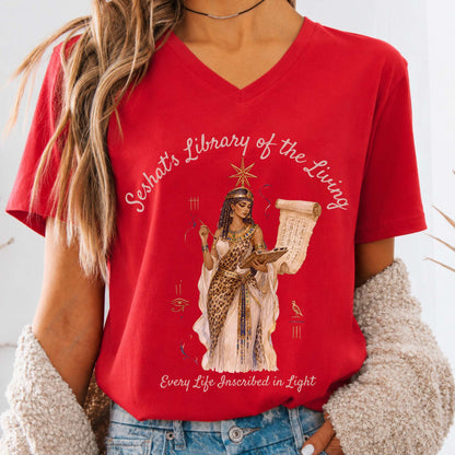 Seshat's Library of the Living Egyptian Mythology V-Neck