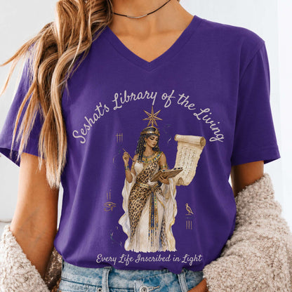 Seshat's Library of the Living Egyptian Mythology V-Neck
