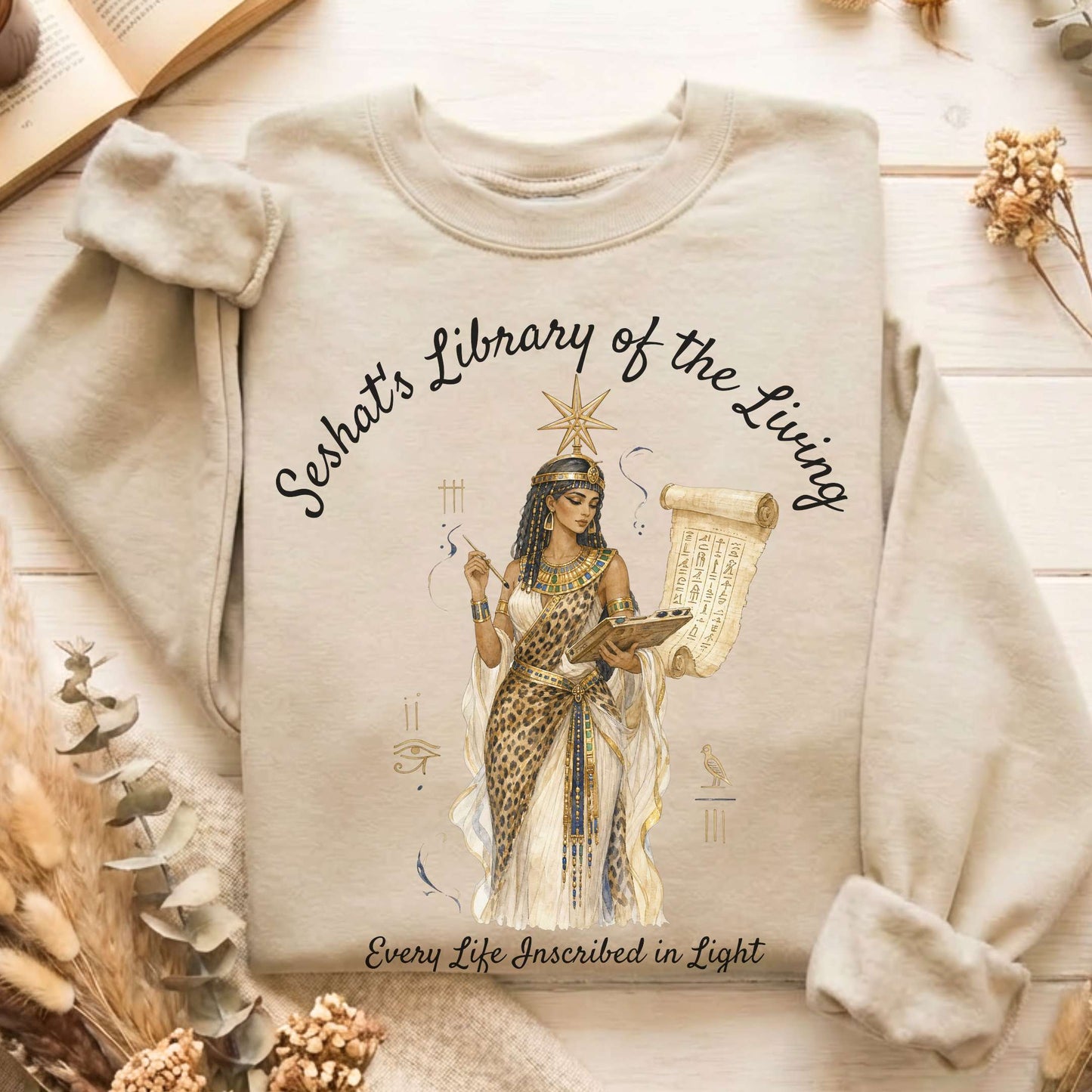Seshat's Library of the Living Egyptian Mythology Sweatshirt