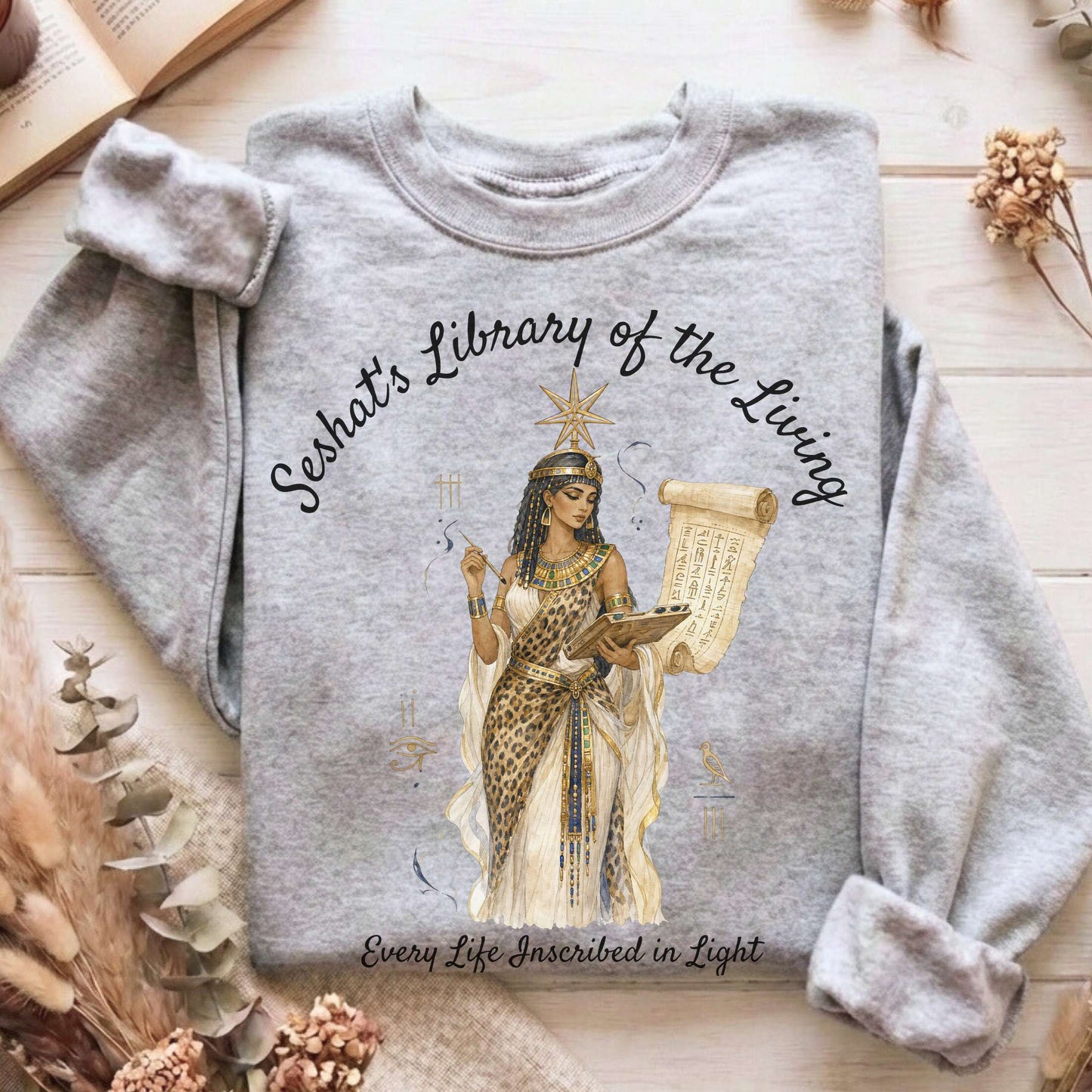 Seshat's Library of the Living Egyptian Mythology Sweatshirt