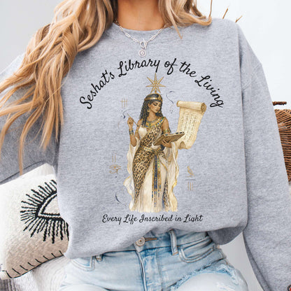 Seshat's Library of the Living Egyptian Mythology Sweatshirt