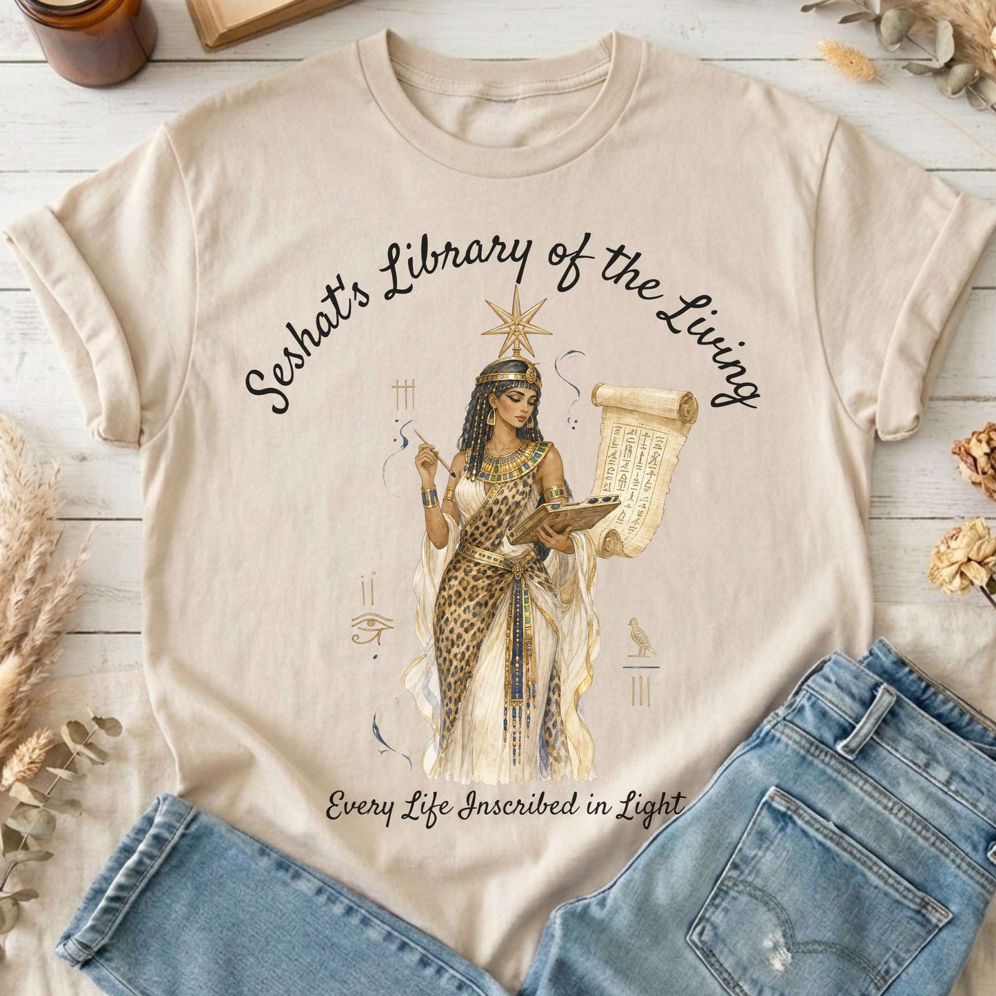 Seshat's Library of the Living Egyptian Mythology T-Shirt