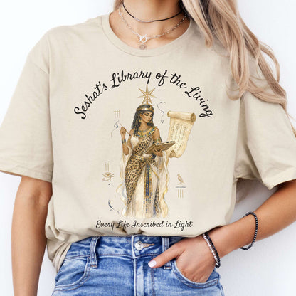 Seshat's Library of the Living Egyptian Mythology T-Shirt