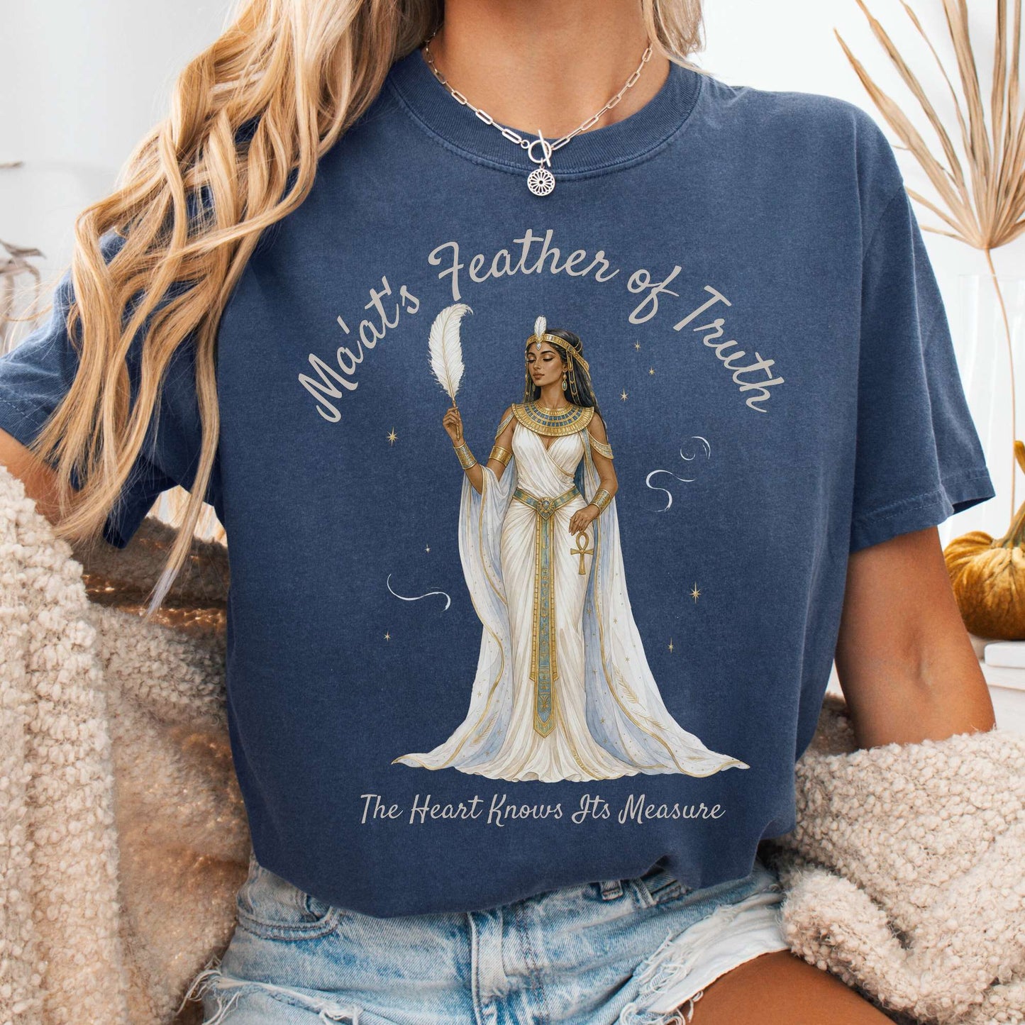 T-Shirt Denim / S Ma'at's Feather of Truth Egyptian Mythology T-Shirt The Mystic Eden