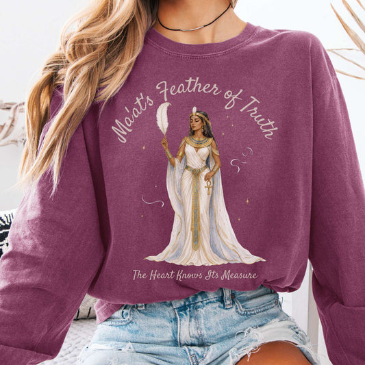 Long-sleeve Berry / S Ma'at's Feather of Truth Egyptian Mythology Long Sleeve The Mystic Eden