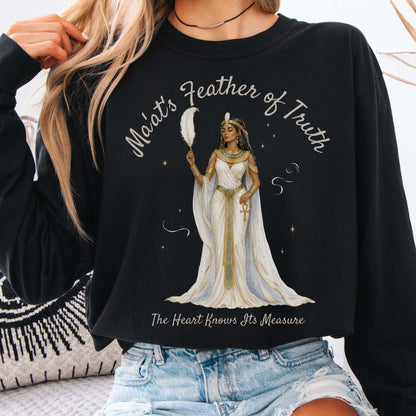 Long-sleeve Black / S Ma'at's Feather of Truth Egyptian Mythology Long Sleeve The Mystic Eden