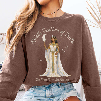 Long-sleeve Espresso / S Ma'at's Feather of Truth Egyptian Mythology Long Sleeve The Mystic Eden