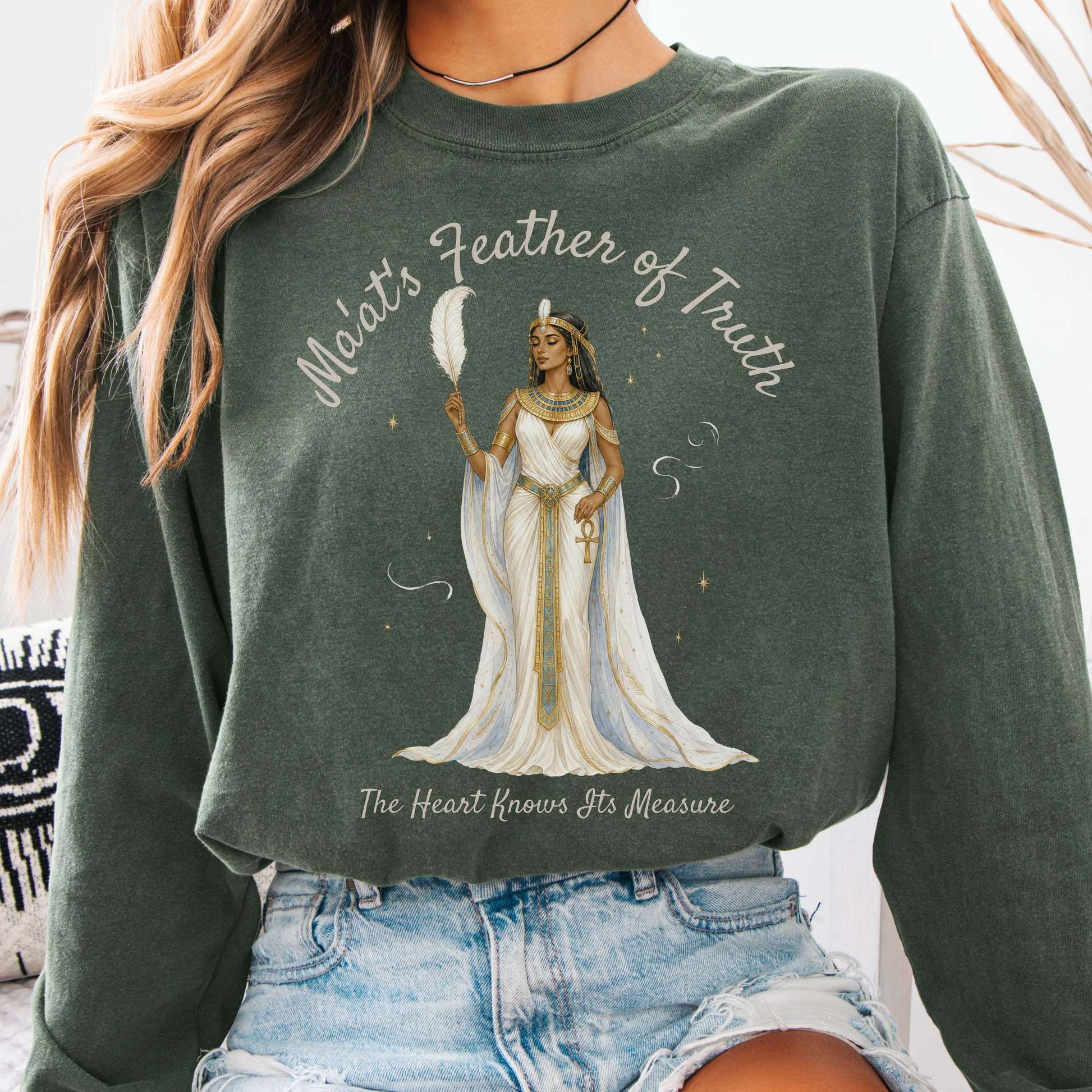 Long-sleeve Hemp / S Ma'at's Feather of Truth Egyptian Mythology Long Sleeve The Mystic Eden
