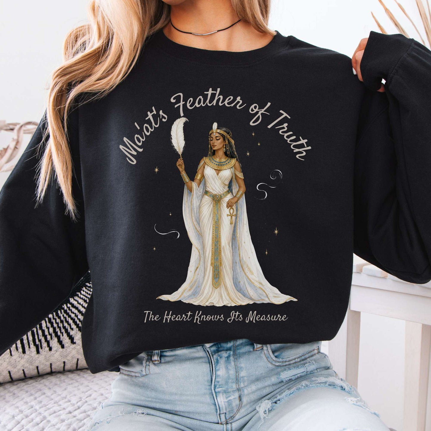 Sweatshirt Black / S Ma'at's Feather of Truth Egyptian Mythology Crewneck Sweatshirt The Mystic Eden