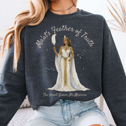 Sweatshirt Dark Heather / S Ma'at's Feather of Truth Egyptian Mythology Crewneck Sweatshirt The Mystic Eden