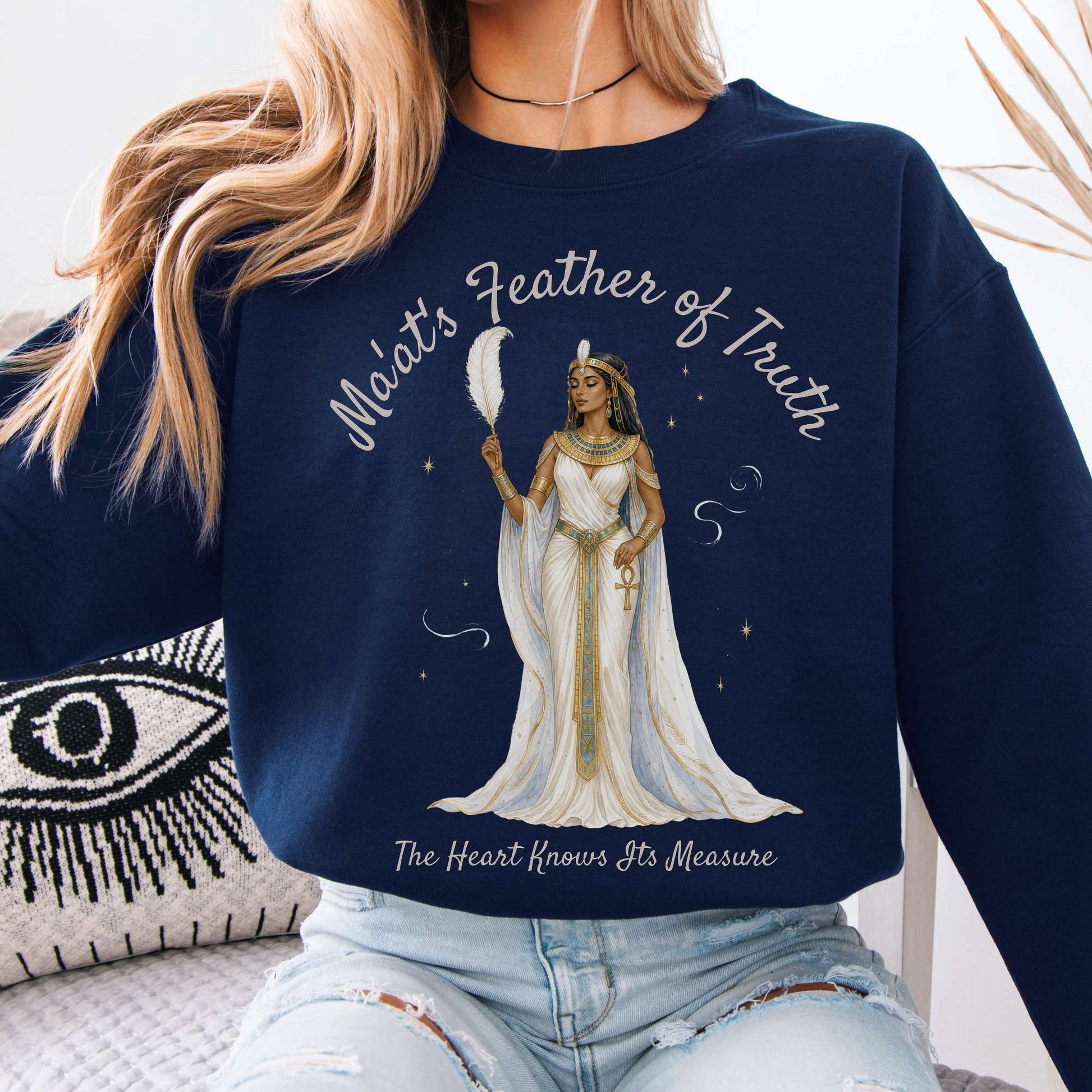 Sweatshirt Navy / S Ma'at's Feather of Truth Egyptian Mythology Crewneck Sweatshirt The Mystic Eden