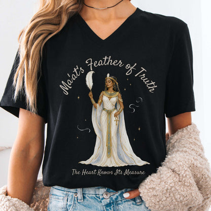 V-neck Black / S Ma'at's Feather of Truth Egyptian Mythology V-Neck The Mystic Eden