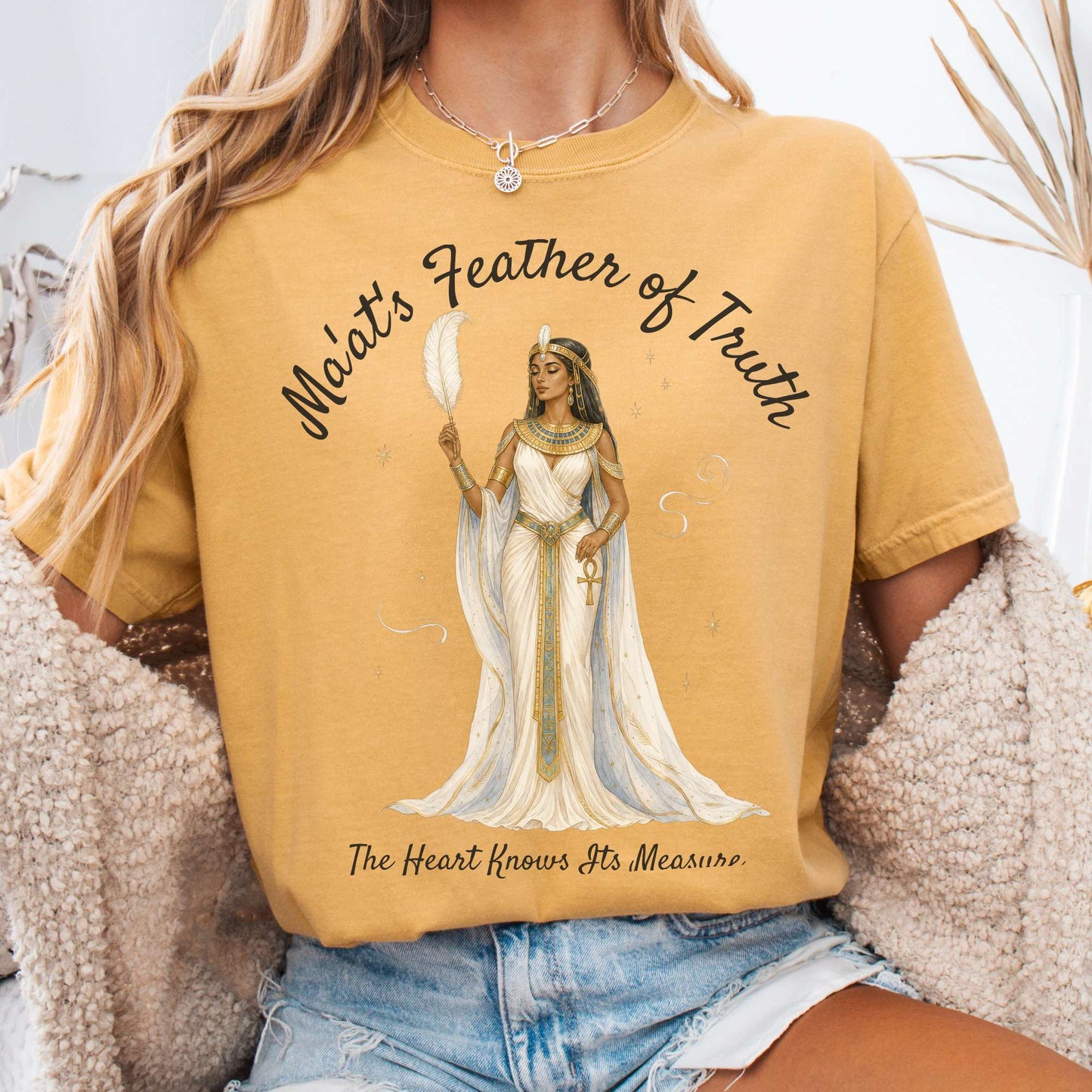 T-Shirt Mustard / S Ma'at's Feather of Truth Egyptian Mythology T-Shirt The Mystic Eden