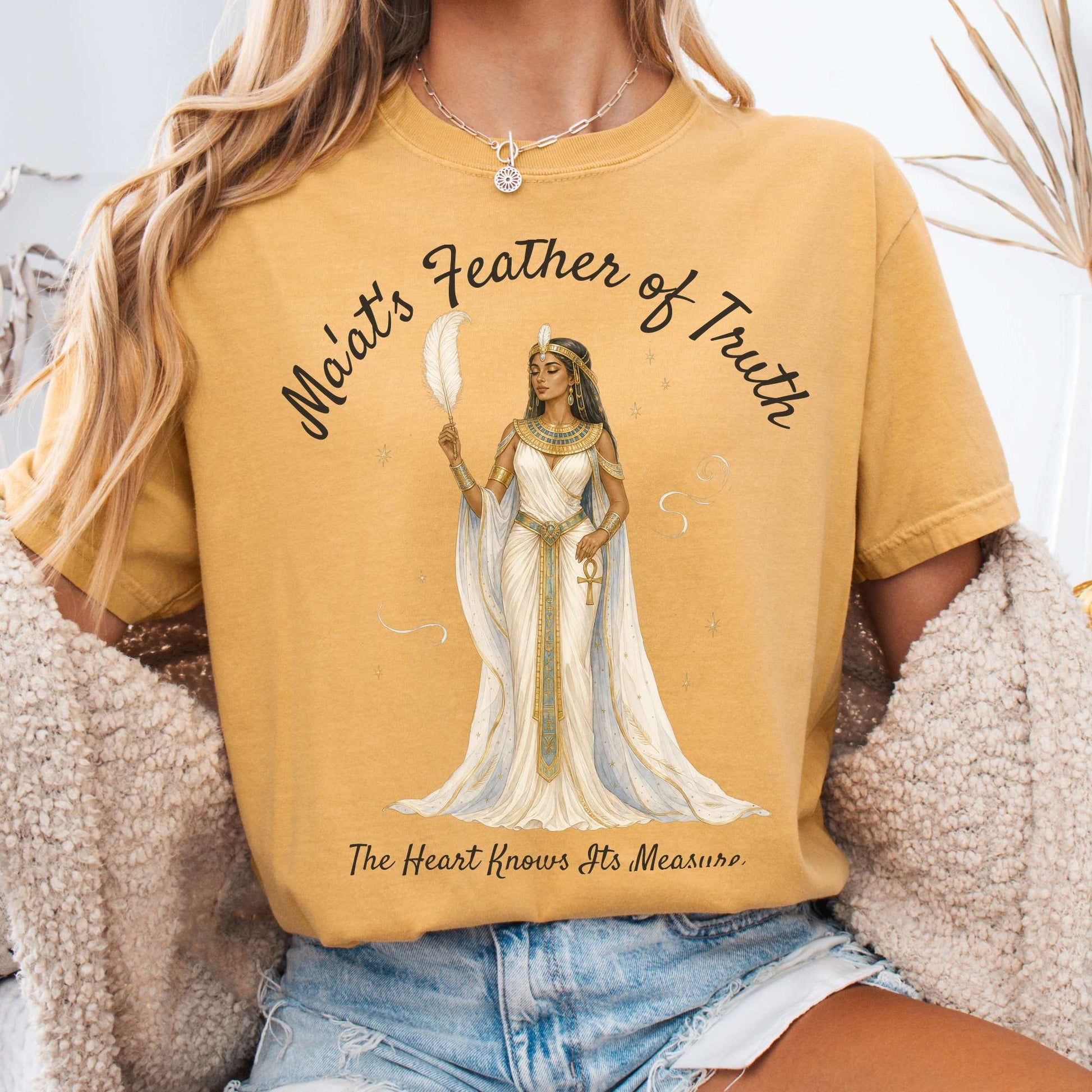 T-Shirt Mustard / S Ma'at's Feather of Truth Egyptian Mythology T-Shirt The Mystic Eden