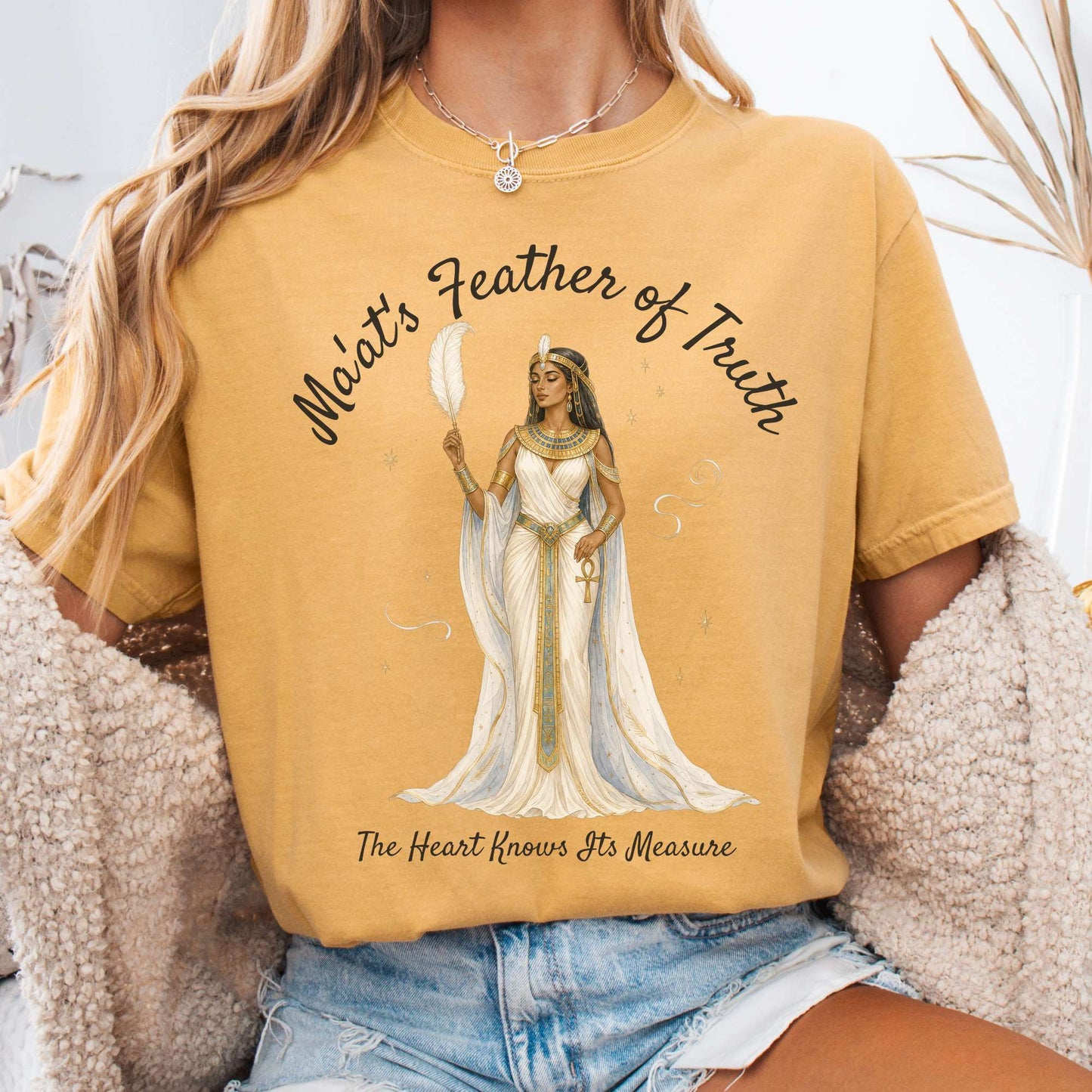 T-Shirt Mustard / S Ma'at's Feather of Truth Egyptian Mythology T-Shirt The Mystic Eden