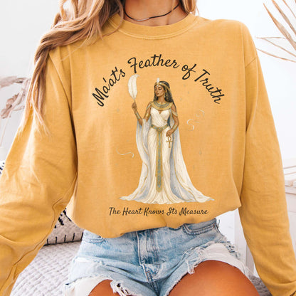Long-sleeve Mustard / S Ma'at's Feather of Truth Egyptian Mythology Long Sleeve The Mystic Eden
