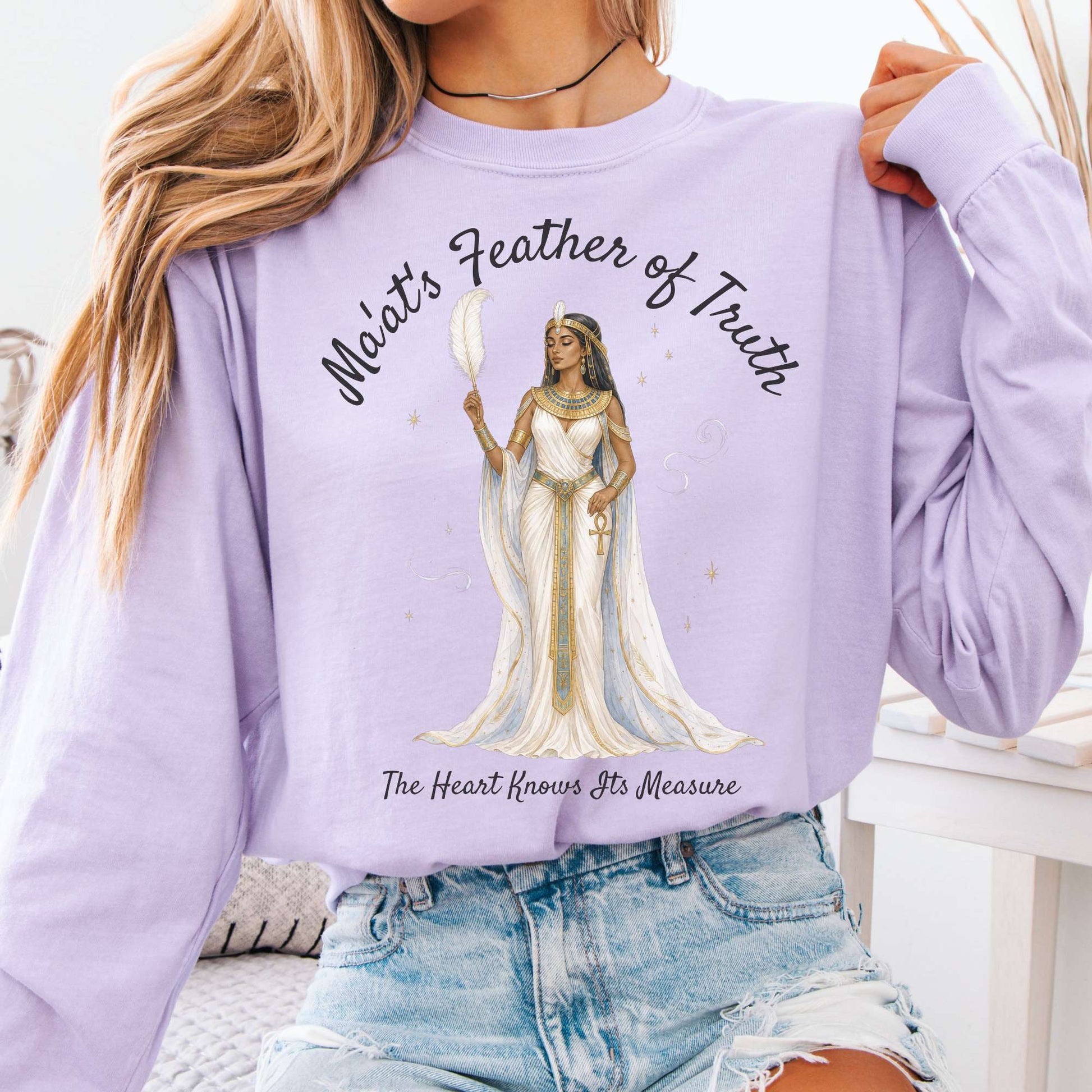 Long-sleeve Orchid / S Ma'at's Feather of Truth Egyptian Mythology Long Sleeve The Mystic Eden
