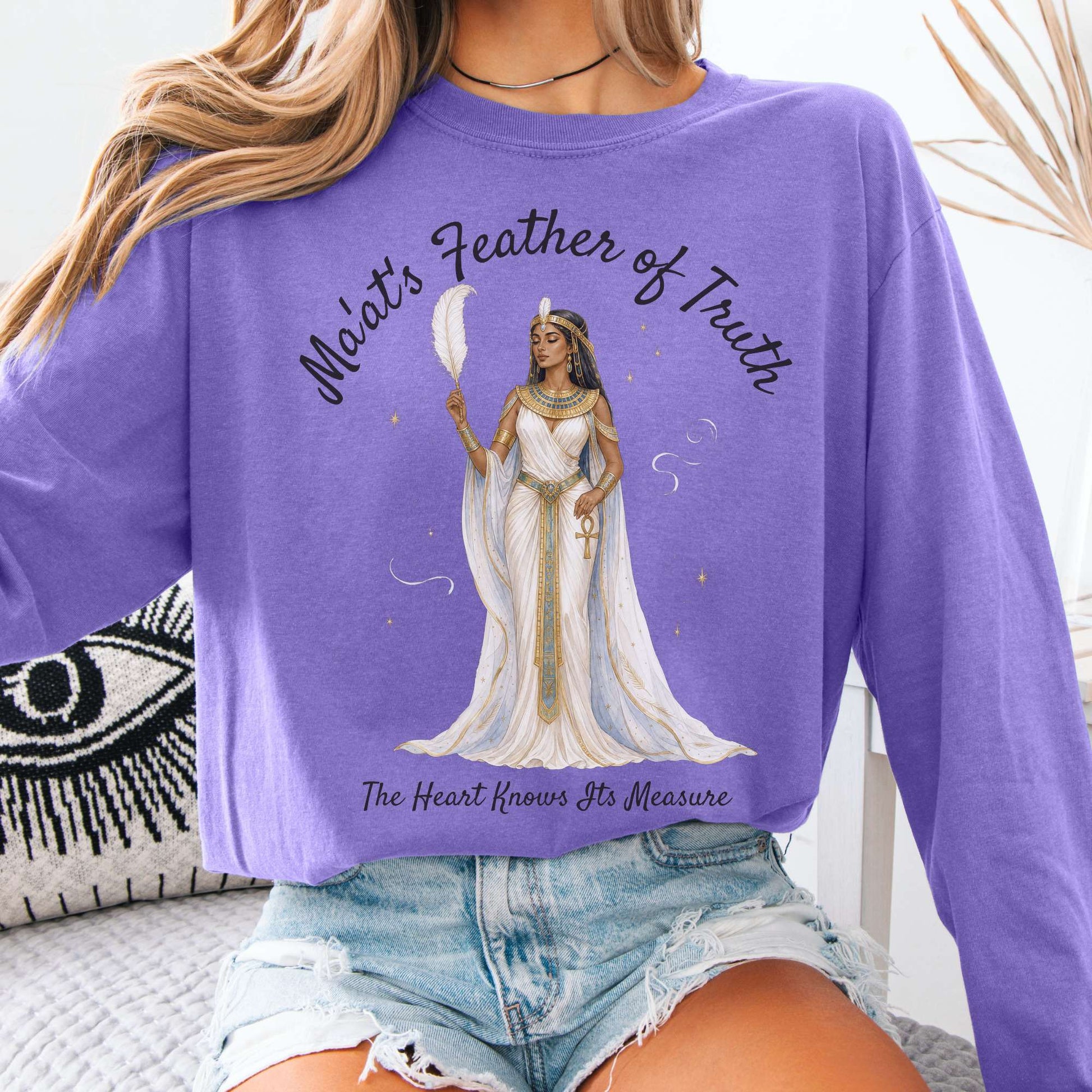 Long-sleeve Violet / S Ma'at's Feather of Truth Egyptian Mythology Long Sleeve The Mystic Eden