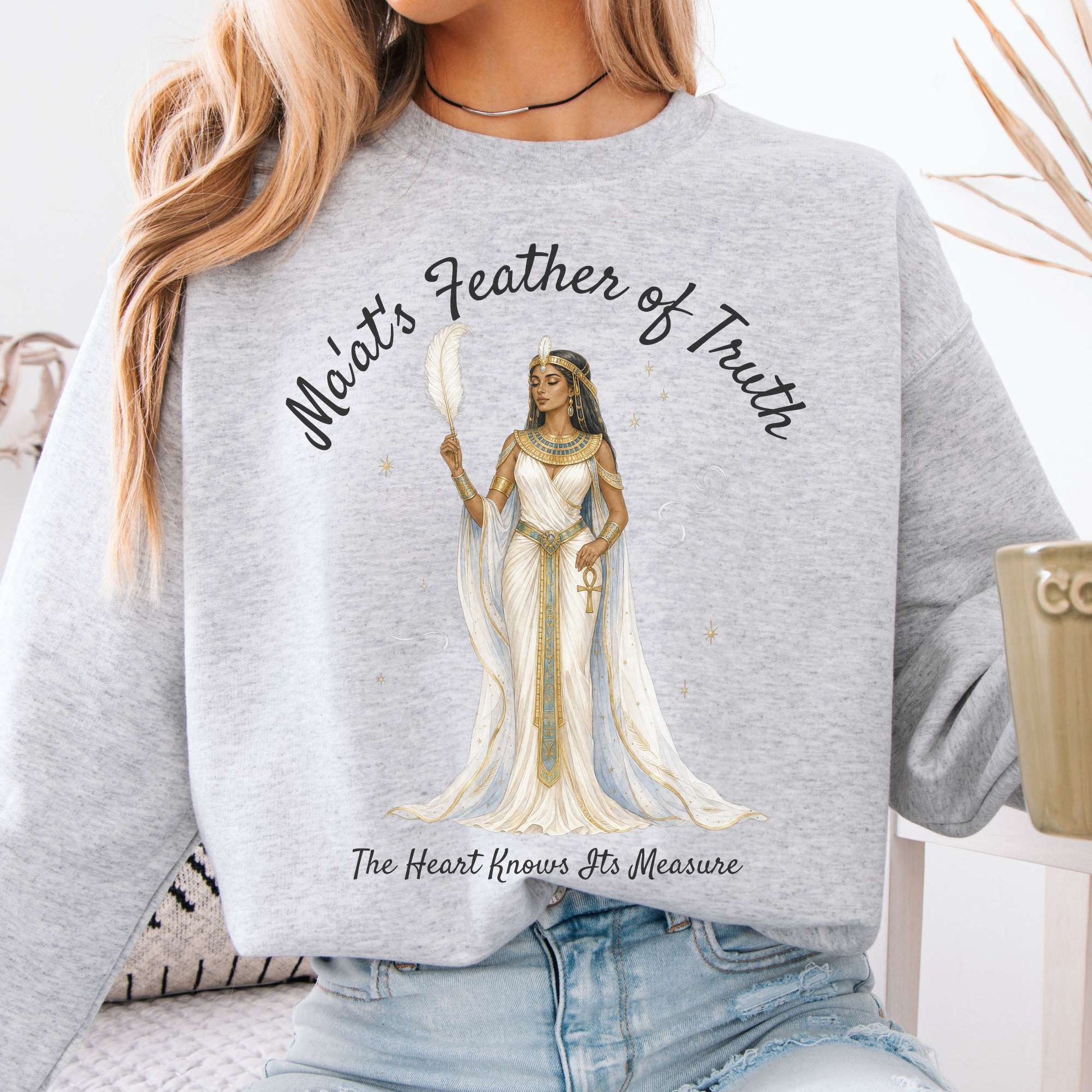 Sweatshirt Ash / S Ma'at's Feather of Truth Egyptian Mythology Crewneck Sweatshirt The Mystic Eden