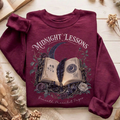 Midnight Lessons Beneath Moonlit Pages Literary Sweatshirt