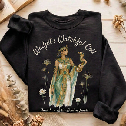 Wadjet's Watchful Coil Egyptian Mythology Sweatshirt