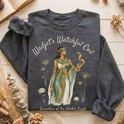 Wadjet's Watchful Coil Egyptian Mythology Sweatshirt