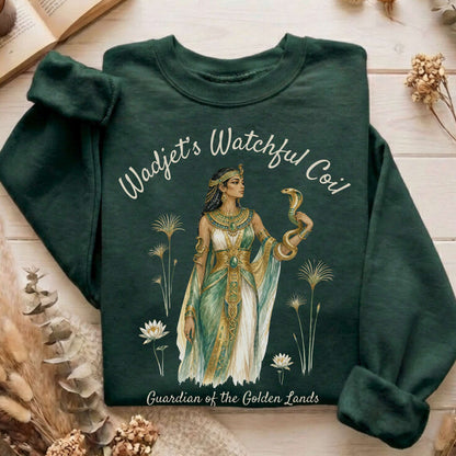 Wadjet's Watchful Coil Egyptian Mythology Sweatshirt