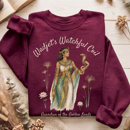 Wadjet's Watchful Coil Egyptian Mythology Sweatshirt