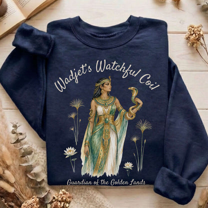 Wadjet's Watchful Coil Egyptian Mythology Sweatshirt