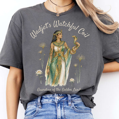 Wadjet's Watchful Coil Egyptian Mythology T-Shirt