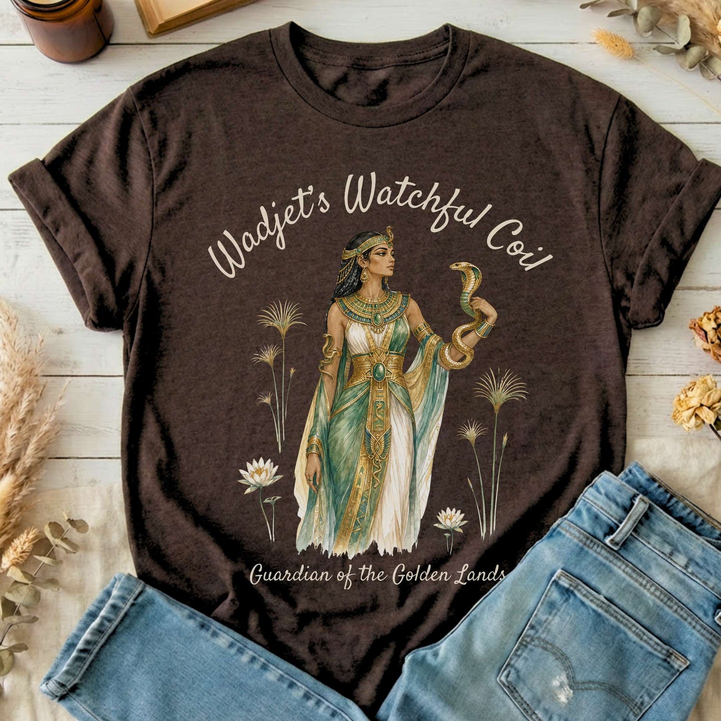 Wadjet's Watchful Coil Egyptian Mythology T-Shirt