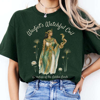 Wadjet's Watchful Coil Egyptian Mythology T-Shirt