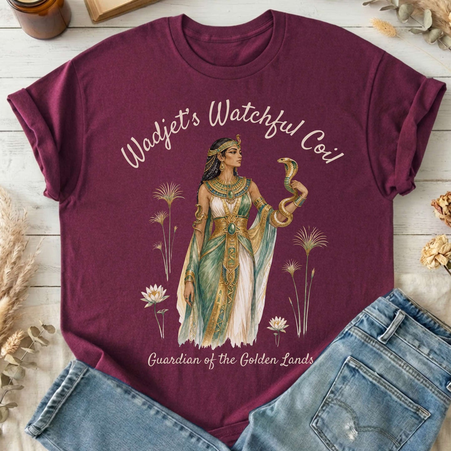 Wadjet's Watchful Coil Egyptian Mythology T-Shirt