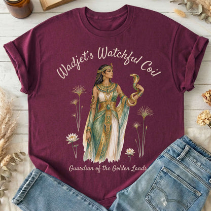 Wadjet's Watchful Coil Egyptian Mythology T-Shirt