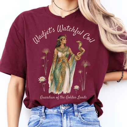 Wadjet's Watchful Coil Egyptian Mythology T-Shirt