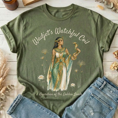 Wadjet's Watchful Coil Egyptian Mythology T-Shirt