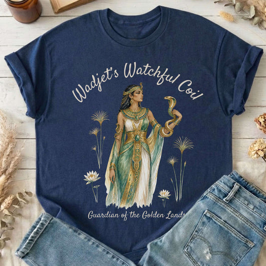 Wadjet's Watchful Coil Egyptian Mythology T-Shirt