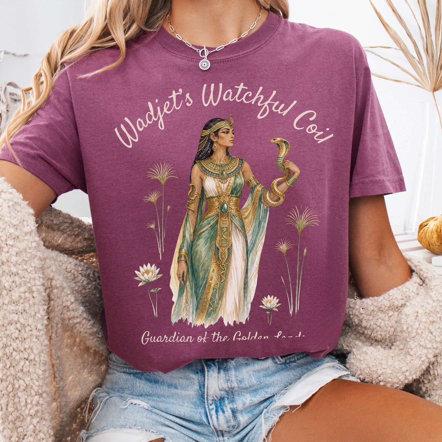T-Shirt Berry / S Wadjet's Watchful Coil Egyptian Mythology T-Shirt The Mystic Eden