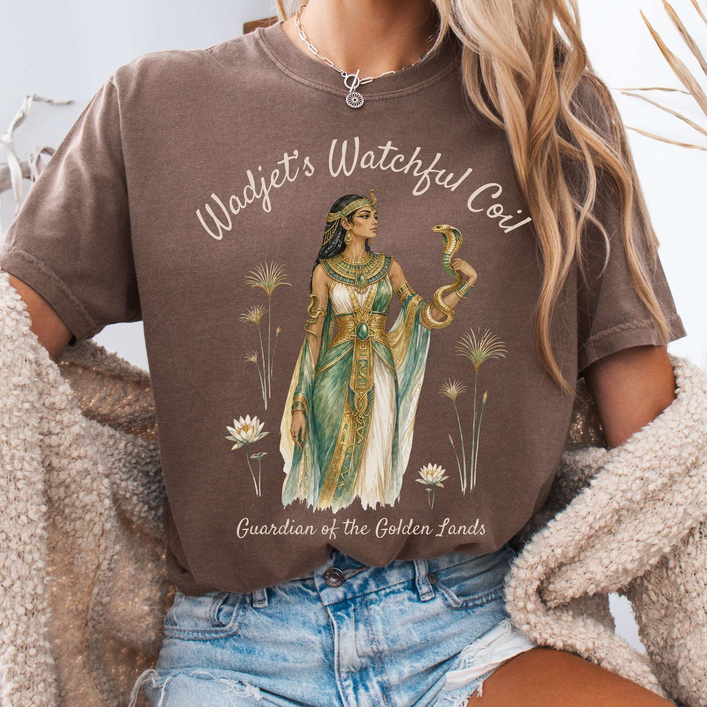 T-Shirt Espresso / S Wadjet's Watchful Coil Egyptian Mythology T-Shirt The Mystic Eden