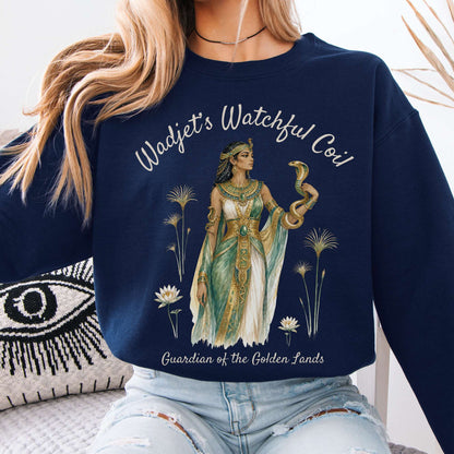 Sweatshirt Navy / S Wadjet's Watchful Coil Egyptian Mythology Crewneck Sweatshirt The Mystic Eden