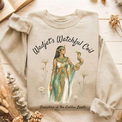Wadjet's Watchful Coil Egyptian Mythology Sweatshirt
