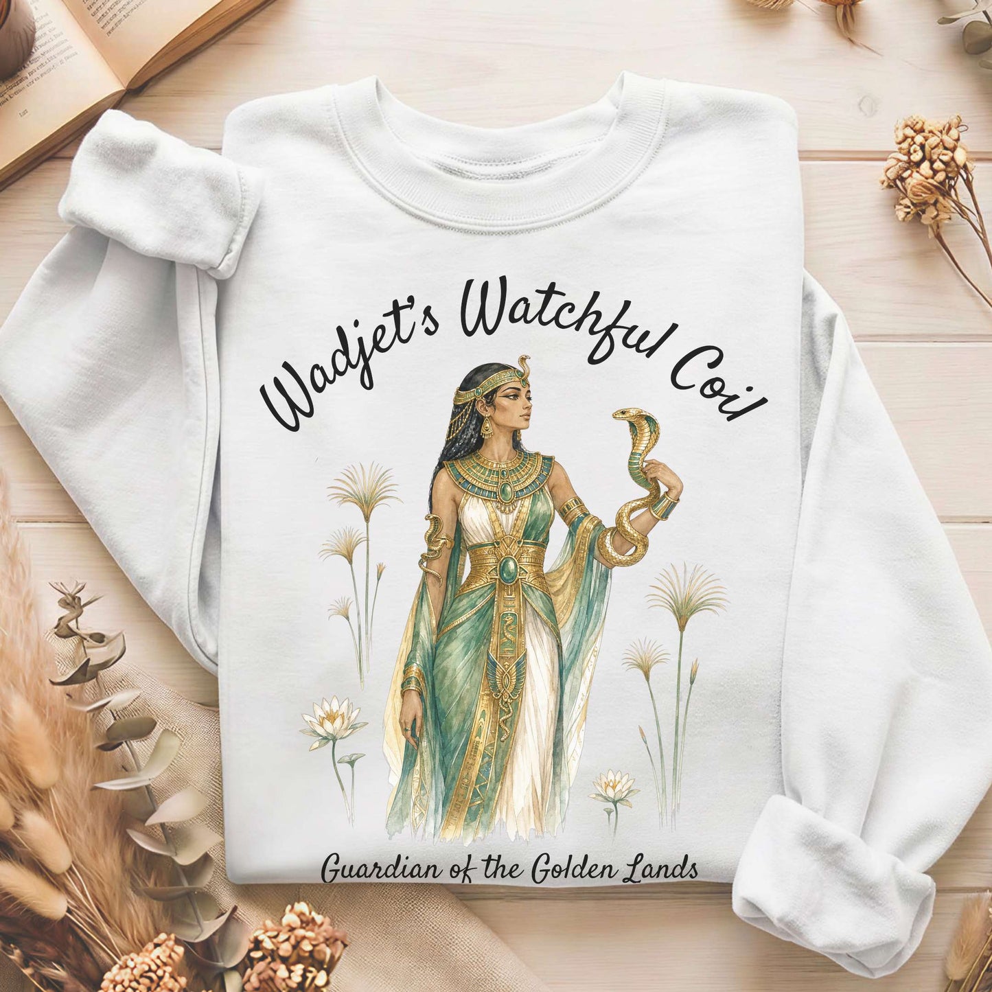 Wadjet's Watchful Coil Egyptian Mythology Sweatshirt