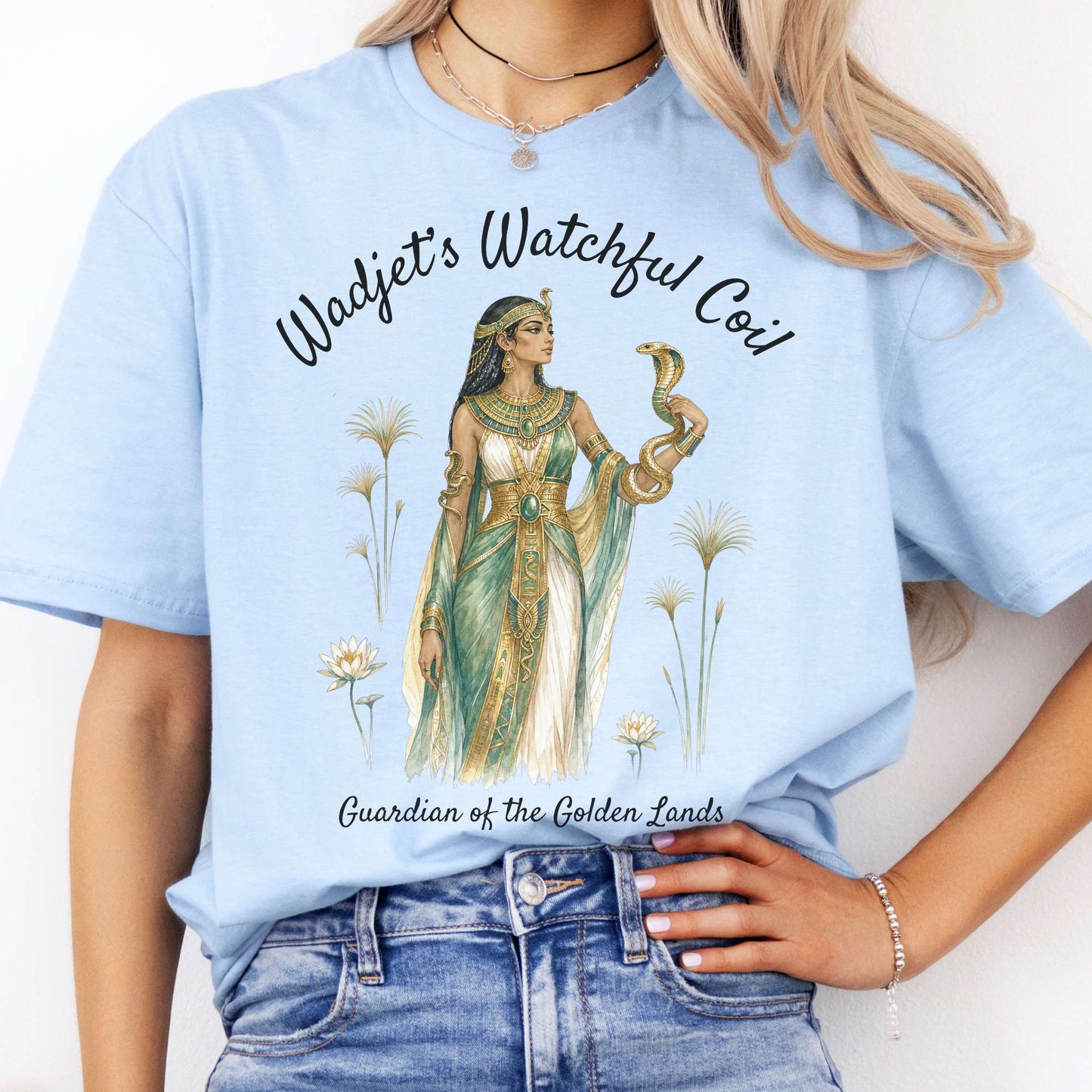 Wadjet's Watchful Coil Egyptian Mythology T-Shirt