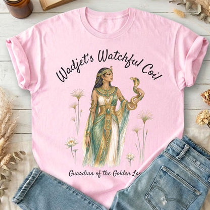 Wadjet's Watchful Coil Egyptian Mythology T-Shirt