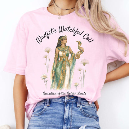 Wadjet's Watchful Coil Egyptian Mythology T-Shirt
