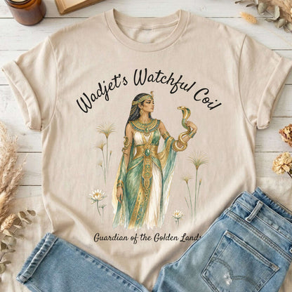 Wadjet's Watchful Coil Egyptian Mythology T-Shirt