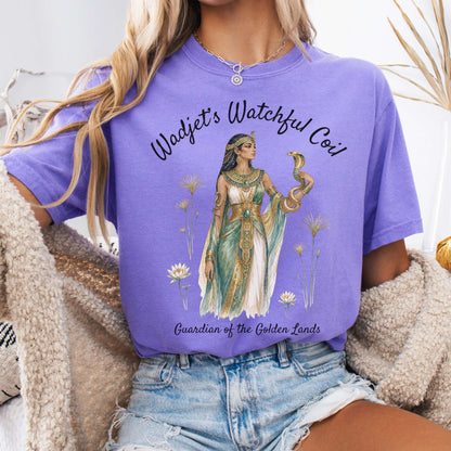 T-Shirt Violet / S Wadjet's Watchful Coil Egyptian Mythology T-Shirt The Mystic Eden
