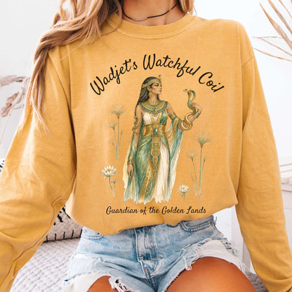 Long-sleeve Mustard / S Wadjet's Watchful Coil Egyptian Mythology Long Sleeve The Mystic Eden