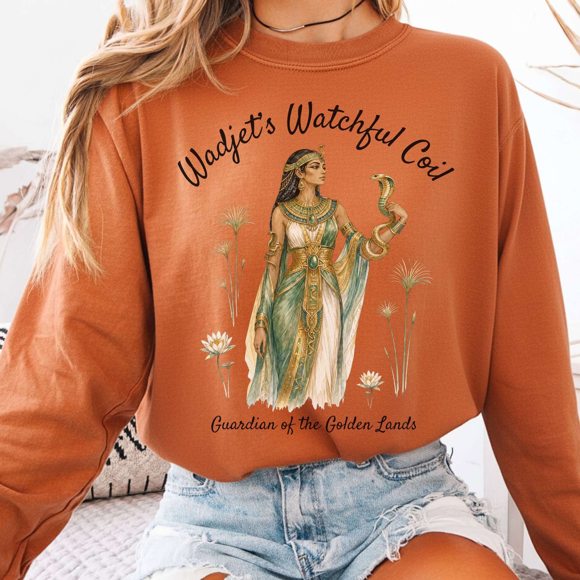 Long-sleeve Yam / S Wadjet's Watchful Coil Egyptian Mythology Long Sleeve The Mystic Eden